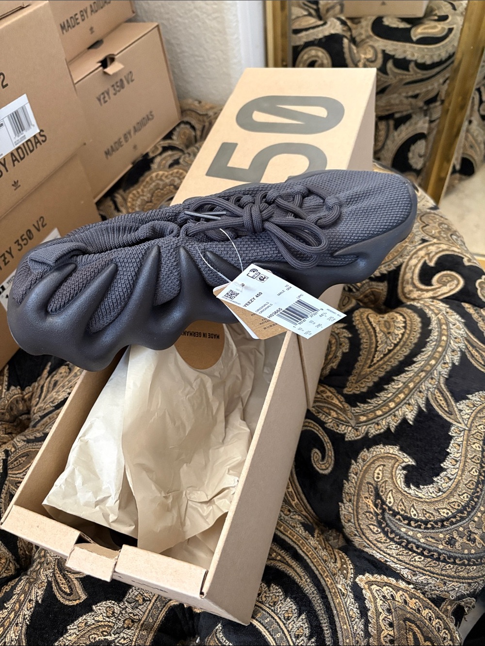 Yeezy 450 Carbon/Charcoal Athletic Sneaker